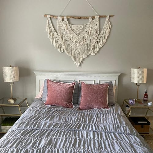 QLBUJ Large Macrame Wall Hanging Natural Driftwood Macrame Tapestry Above Headboard Boho Home Decor for Bedroom Living Room Apartment Wedding Party