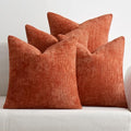 Decorative Chenille Fall Pillow Covers Burnt Orange 20x20 Pack of 4 (20" x 20" (Pack of 4) / Burnt Orange)