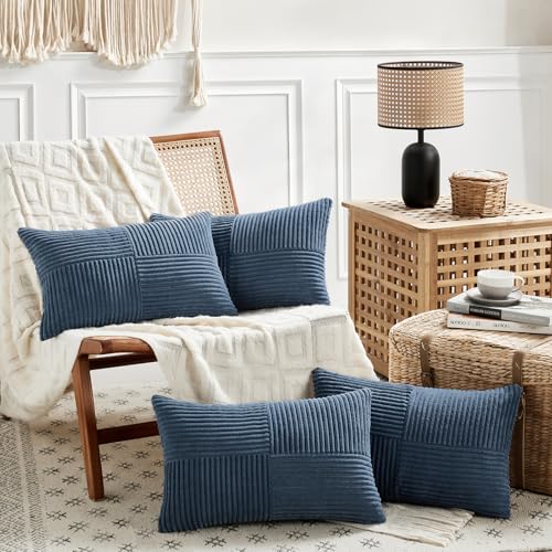 2 Packs Dusty Blue Lumbar Decorative Throw Pillow Covers 16x32 Inch for Couch Bed Sofa (Dusty Blue / 32" x 16" (Pack of 2))