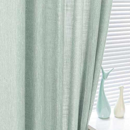 95 Inch Curtains Farmhouse Light Filtering Privacy Curtain Drapes for Patio Door Living Room (50"W x 95"L (Pack of 2) / Aqua)
