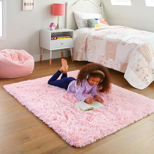 3x5 Pink Rug Bedside Preppy Dorm Area Rug (5- Pink / 3' x 5' (Rectangular))