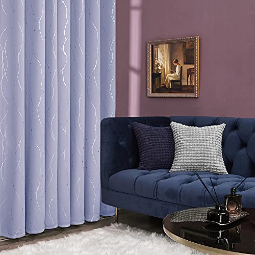 Living Room Curtains 36 Inches Long (Light Purple/Wave Dots / 38"W x 36"L (Pack of 2))