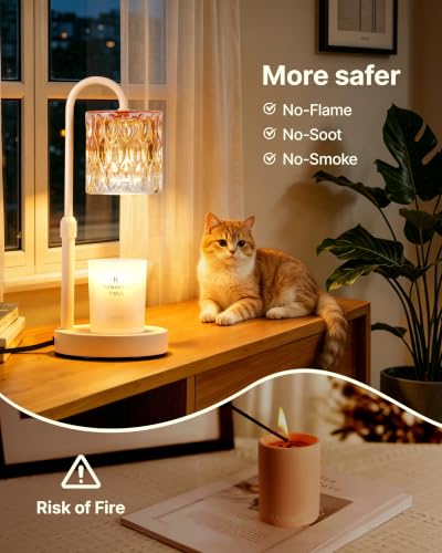 Dimmable Candle Warmer Lamp with Timer (Apricot- Glass)