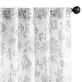Light Grey Floral Linen Curtains 84 Inch Vintage Back Tab 2 Panels (*Jacobean Light Grey / 50"W x 84"L (Pack of 2))