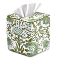 CPC Agate Green Block Print Square Tissue Box Cover 100% Cotton (Agate Green)