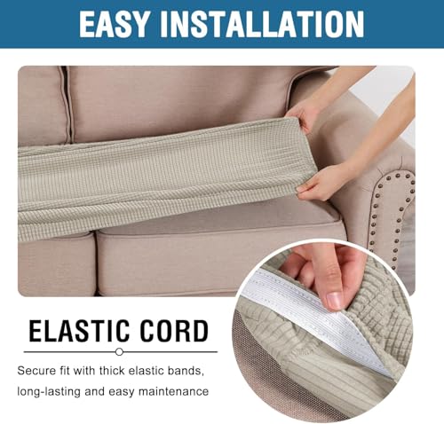 Super Stretch Individual Seat Cushion Covers Sofa Covers Couch Cushion Covers Slipcover Sets Thick Jacquard Textured Twill Fabric (Island Fossi / 1 Cushion Chair)