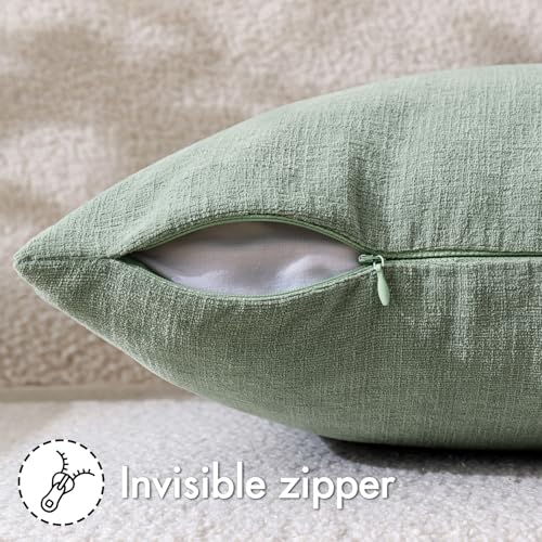 Greyish Green Chenille Couch Throw Pillow Covers (20" x 20" (Pack of 2) / Greyish Green)