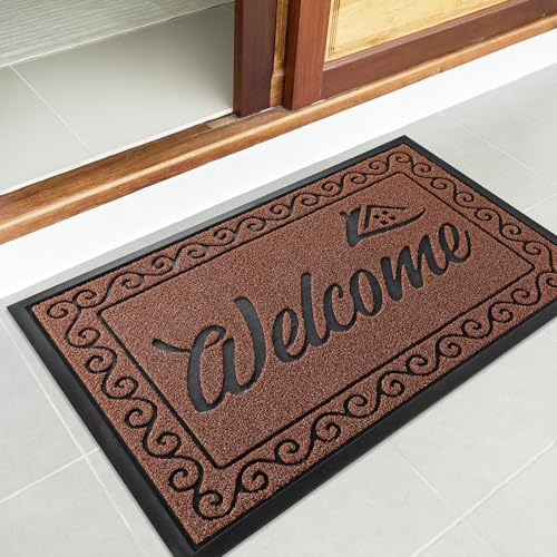 Welcome Mat Outdoor Indoor (Maroon / 36x24 Inch)