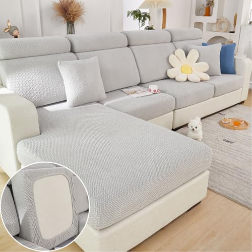 Sofa Covers Couch Covers for Sofa Pet Friendly Couch Cushion Covers Universal Sofa Covers Washable Stretch Slipcovers for Sectional Sofa (Texture Light Gray / Extra Large Single Seat Cover)