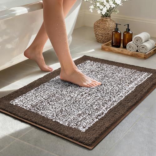 Bathroom Rugs 30x20 Non Slip Washable (Brown / 1'8" x 2'6" (Rectangular))
