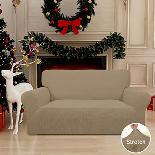 Stretch Loveseat Couch Covers Washable Tan (Medium Loveseat / Tan)