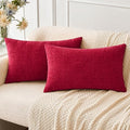 Soft Chenille Lumbar Throw Pillow Covers Red 12x20 Inch Pack of 2 (20" x 12" (Pack of 2) / Red)