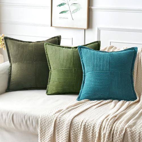 Decorative Throw Pillow Covers for Couch 16x16 Inch Moss Green (Moss Green / 16" x 16" (Pack of 2))