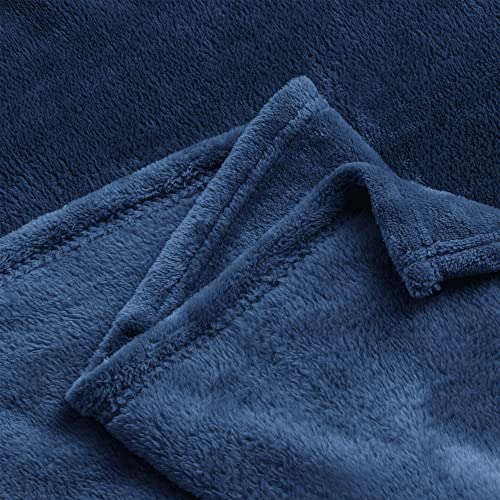 Fleece Blanket Soft Plush King Size Bed Blanket Navy 108"x90" (Navy / King(108"x90"))