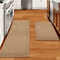 Kitchen Rugs and Mats Non Skid Washable Set of 2 PCS (Brown)