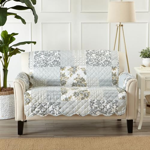 Reversible Patchwork Loveseat Cover (Loveseat / Patchwork - Grey)