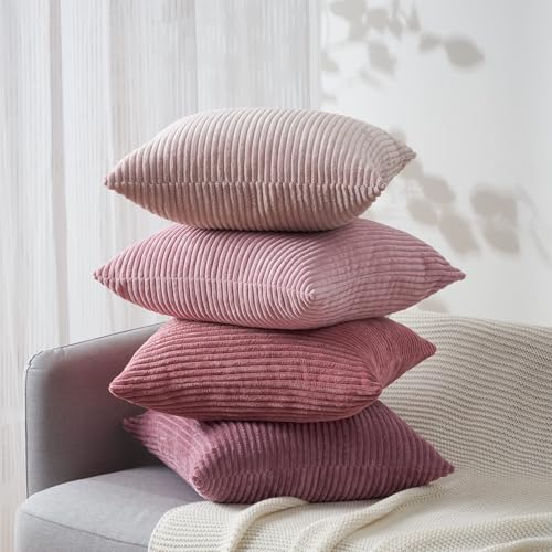 Throw Pillow Cover 4pc Set (Pink / 26" x 26" (Pack of 4))