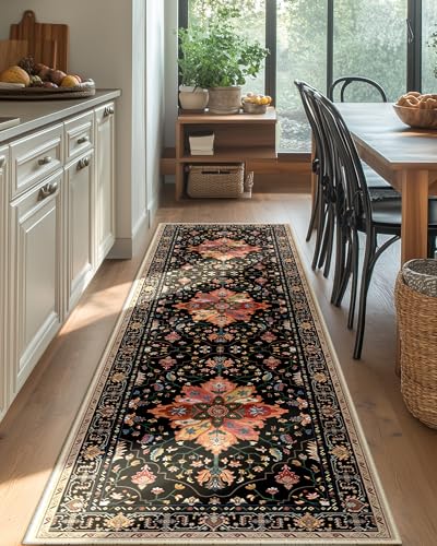Washable Area Rug (Black/Colorful / 2' x 8' (Rectangular))