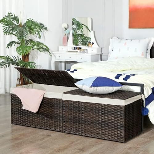 Woven Storage Basket with Lid (160 L / Brown)