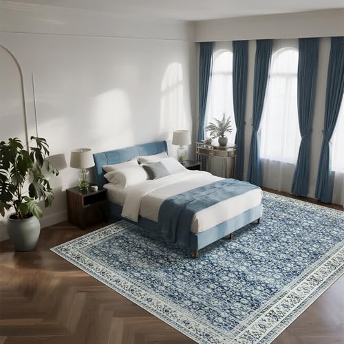 8x10 Boho Washable Area Rugs for Living Room (8' x 10' (Rectangular) / White-blue-yellow-green)
