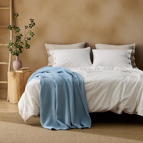 100% Cotton Muslin Blankets for Adults (07 - Blue / Throw XL (50" X 70"))