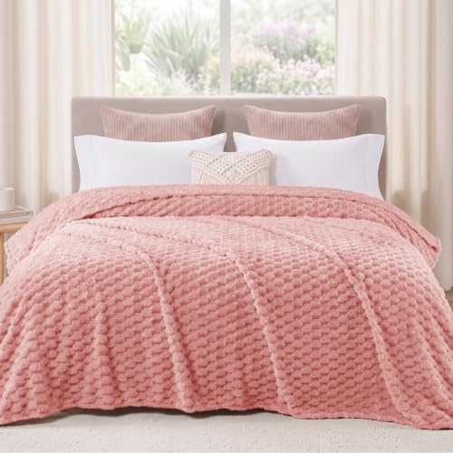 3D Fleece Queen Size Blanket for Bed (Dusty Pink / Queen ( 90x90 IN ))