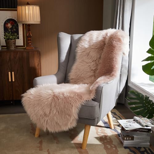 Faux Sheepskin Rug (2' x 6' (Sheepskin) / Pink)