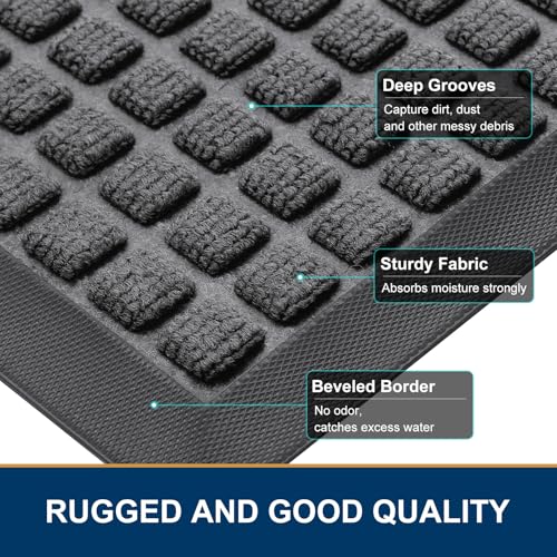 Front Door Mat Outside Entrance (Grey / 47" X 23")