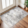 Small Abstract Area Rug 2x3 Ft Entryway Rugs Washable Door Mat Indoor Entrance (Ash Grey/Beige / 2' x 3' (Rectangular))