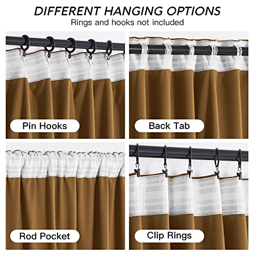 Gold Brown Velvet Curtains 72 inches with Hook Belt (Golden Brown / 52"W x 72"L (Pack of 2))