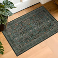 Dark Green Washable Entry Rug (Dark Green / Black / 2' x 3' (Rectangular))