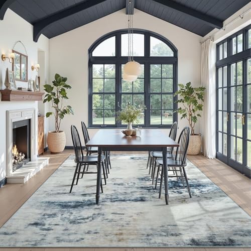 Washable 8x10 Area Rug with Non (Blue / White / 8' x 10' (Rectangular))