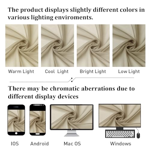 Taupe Sheer Curtains for Bedroom Decor 84 Inches Long 2 Pcs (Taupe / 59"W x 84"L (Pack of 2))