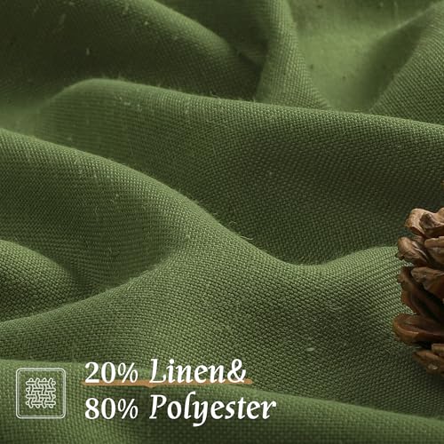 Light Filtering Linen Curtains 63 inches Long for Bedroom 2 Panels (Olive Green-1 / 52"W x 63"L (Pack of 2))