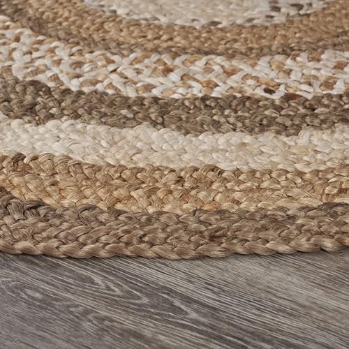 8ft Round Natural Jute Indoor Area Rug (Beige/Brown / 7'6" (Round))
