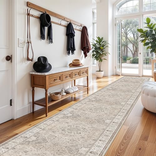 Hallway Washable Runner Rug (3' x 20' (Rectangular) / Beige)