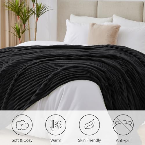 Ribbe Blankets Queen Size for Bed (Black / Queen(90"x90"))