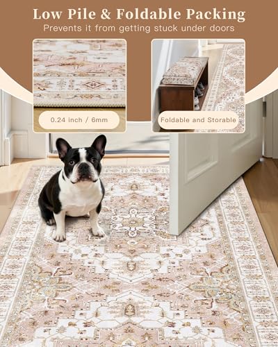 Washable Runner Rugs 2x12 Long for Hallway Kitchen Soft (Pink / 2' x 12' (Runner))