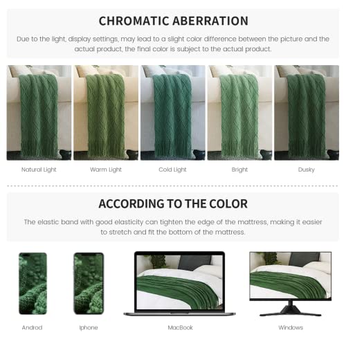 Green Throw Blanket 50x60 Inch Boho Knitted Soft Throw Sofa Blanket (Green / 50"x60")