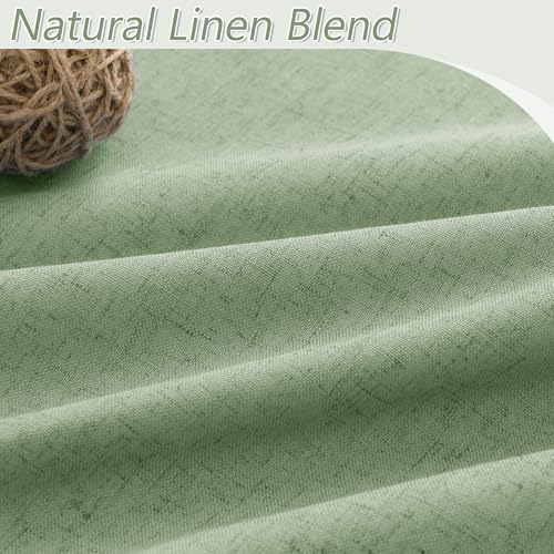 100% Blackout Linen Curtains 100 Inch Long for Bedroom Light Sage (Light Sage / 52"W x 100"L (Pack of 2))