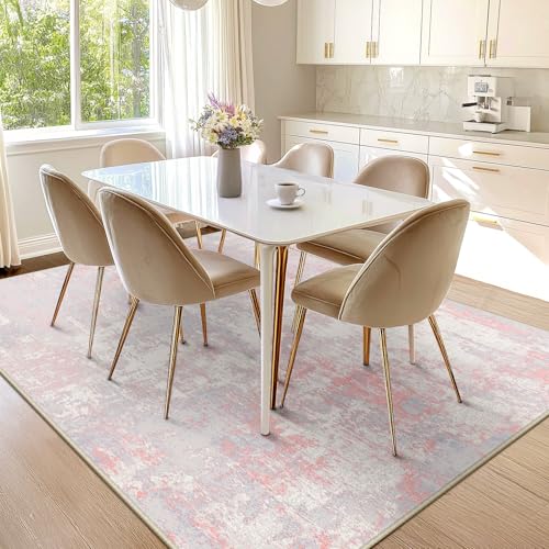 Washable 5'x8' Abstract Area Rug for Living Room Gray Pink (Gray/Pink / 5' x 8' (Rectangular))