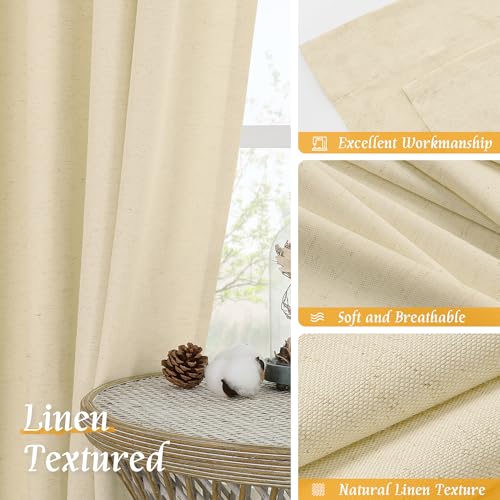 Light Filtering 72 Inch Linen Curtains for Living Room 2 Panels (Beige-1 / 52"W x 72"L (Pack of 2))