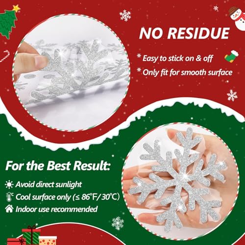 240Pcs Christmas Window Clings Glitter Snowflakes Window Decals (Glitter)