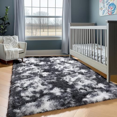 8x10 Area Rugs for Living Room (Tie-dyed Black & White / 8' x 10' (Rectangular))