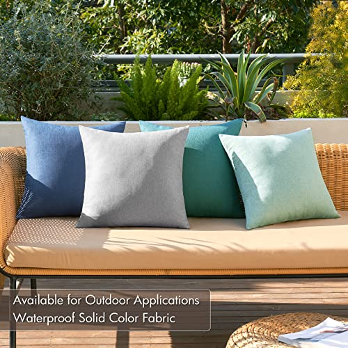 Pack of 4 Decorative Outdoor Throw Pillow Covers Linen Waterproof Pillow Covers Summer Farmhouse Cushion Cases for Patio Garden Tent Balcony Couch Sofa 16x16 Inch Blue (16" x 16" (Pack of 4) / Blue)