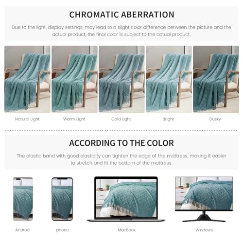 Blue Throw Blanket 50 x70 Inch Jacquard Throw Knitted Blanket (Jacquard-blue / 50"x70")
