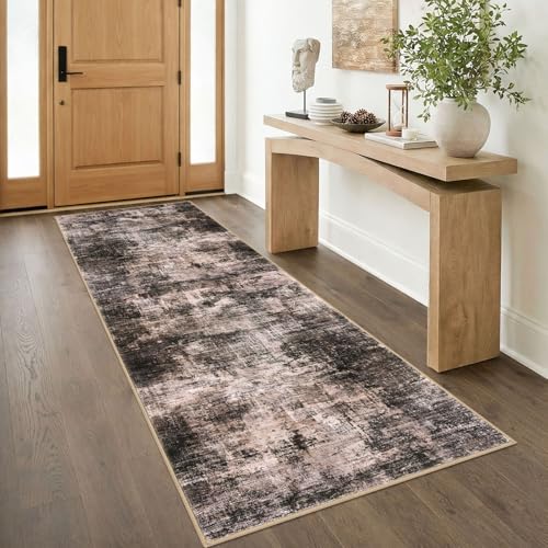 Abstract Runner Rug 3x8 Ft Washable Runners for Hallways (Brown/Rust / 3' x 8' (Rectangular))