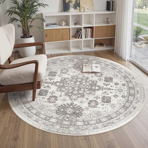 Round Rug 6ft (Brown/Beige / 6' (Round))