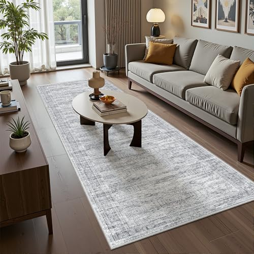 2'6 x 10' Runner Rug Non Slip (Grey/Ivory / 2'6" x 10' (Runner))