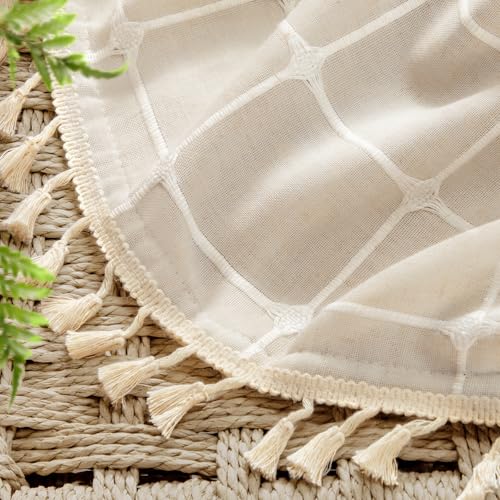 Boho Blackout Plaid Curtains 84 Inch Drapes Linen Blend 2 Panels (Plaid / 52"W x 84"L (Pack of 2))